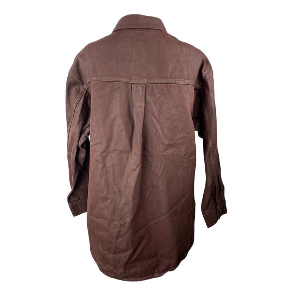 H&M Divided Women's Brown Long Sleeve Pocket Button Down Shirt Jacket Size S - Picture 2 of 4